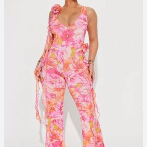 Fashion Nova Pink Floral Jumpsuit